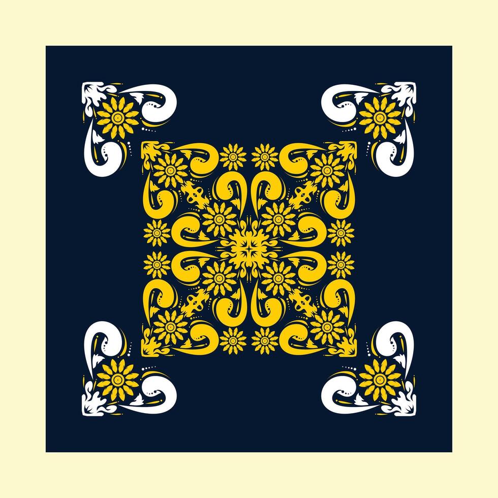 a square with a yellow flower and the word h on it vector