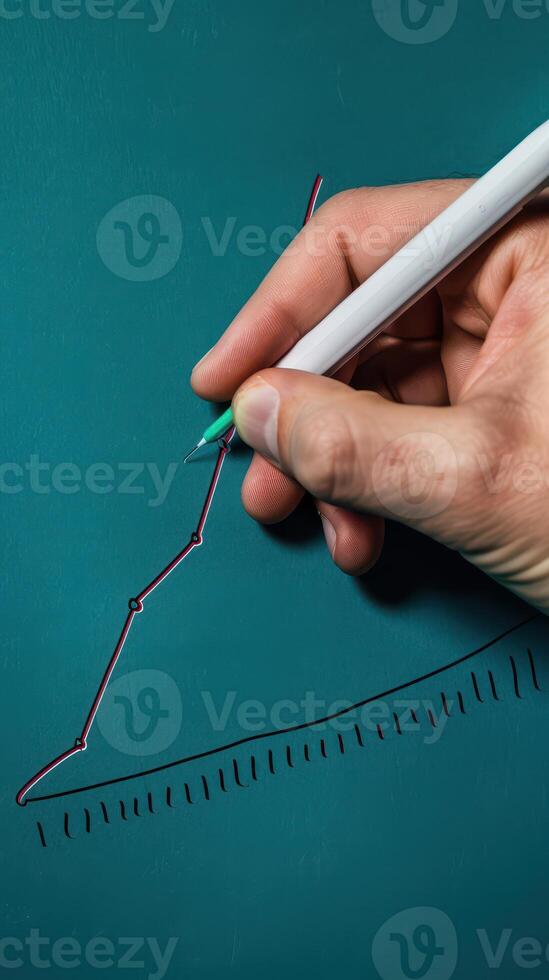 Businessman analyzing investment charts on a virtual screen. Stock market concept. photo