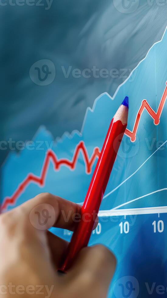 Businessman analyzing investment charts on a virtual screen. Stock market concept. photo