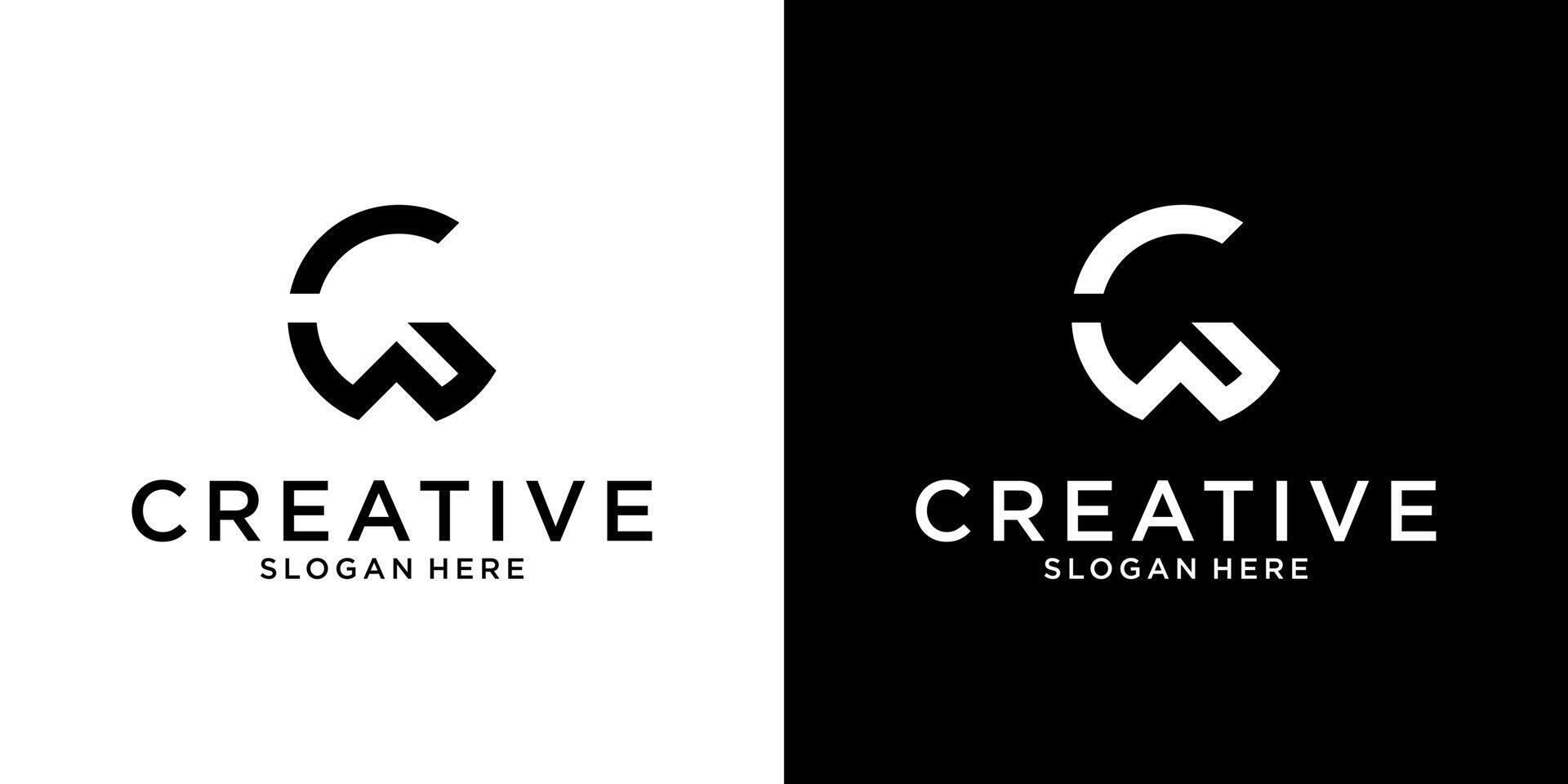 GW or WG initial letter logo design concept vector