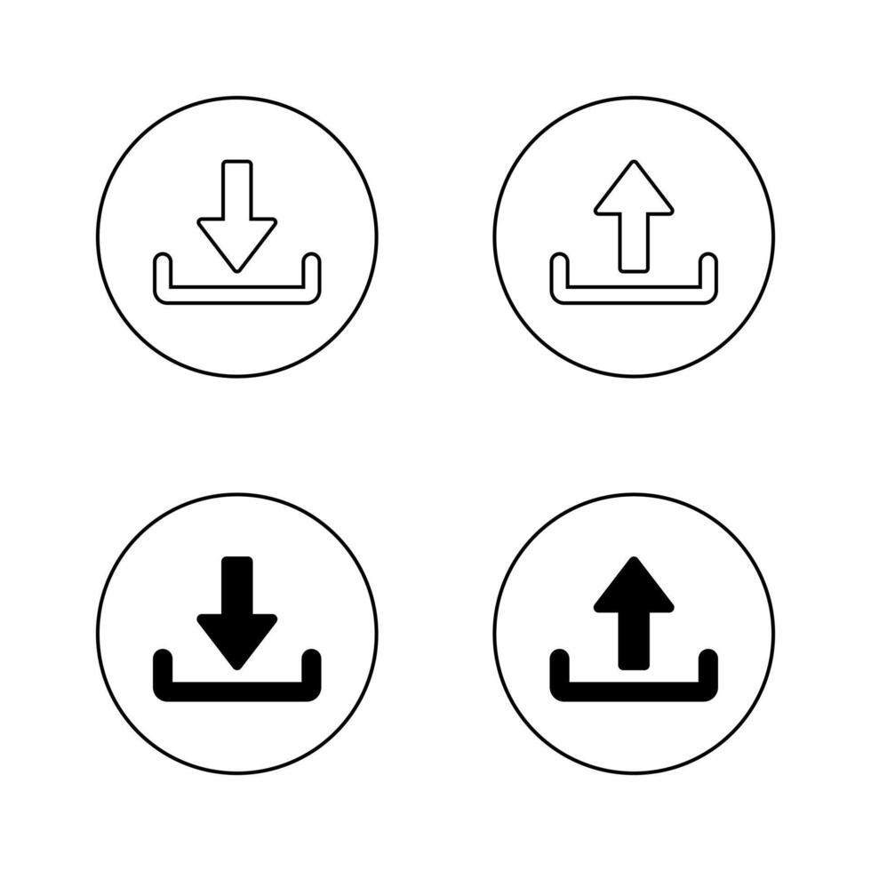 Download and upload icon on circle line. Downloading and uploading sign symbol vector