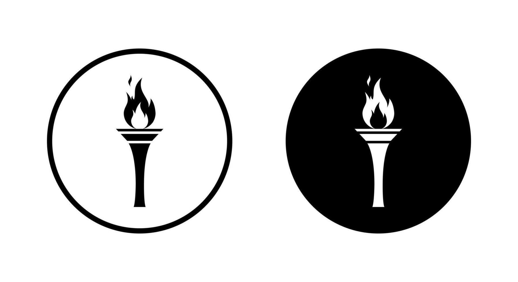 Fire torch icon on black circle. Sports flame concept vector