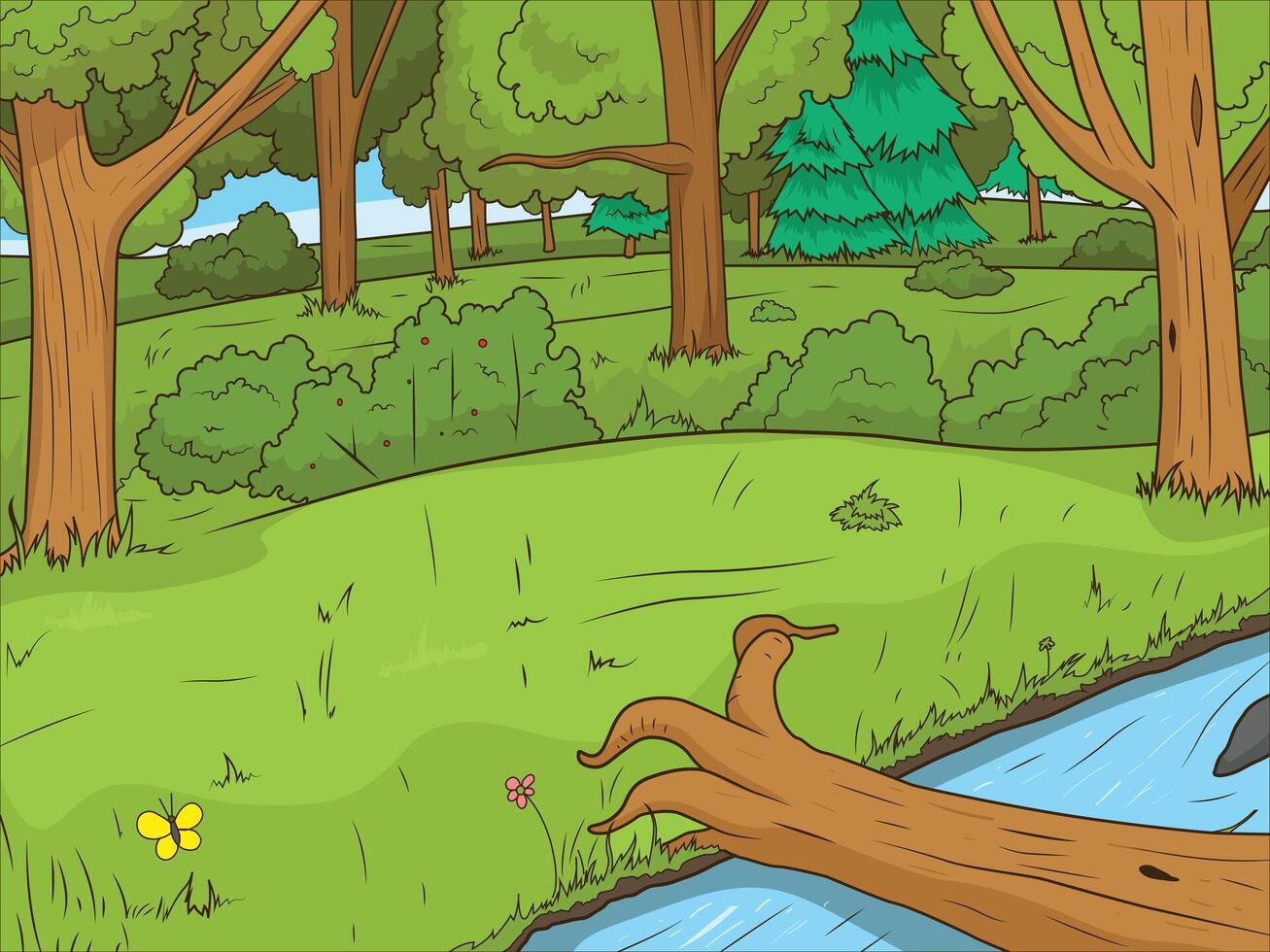 Forest cartoon educational game colorful llustration vector