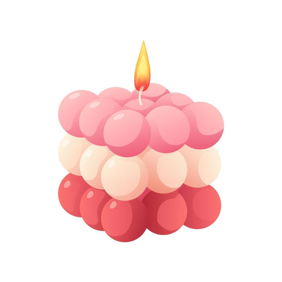 Figured candle in the form of cube. Gift candle for valentine's day. isolated illustration vector