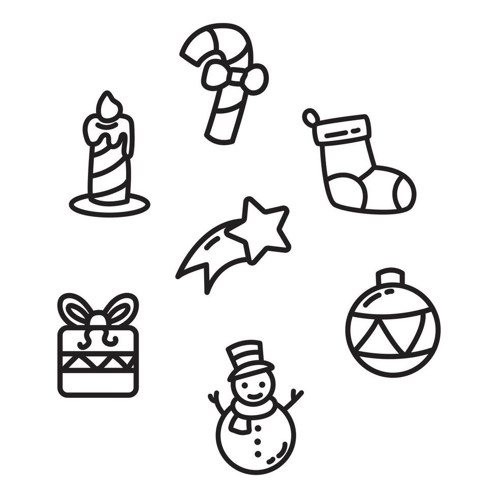 Set of Christmas and New Year icons. Line style illustration. vector
