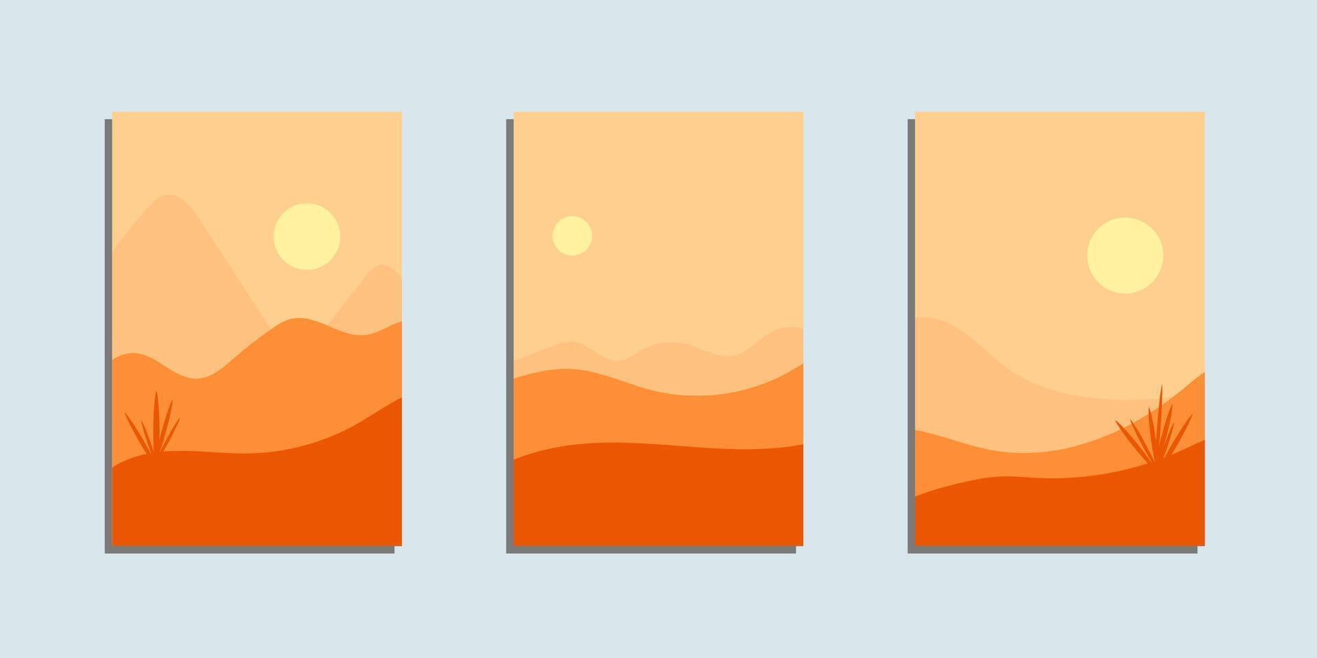 wall art design collection of barren desert mountains illustration vector