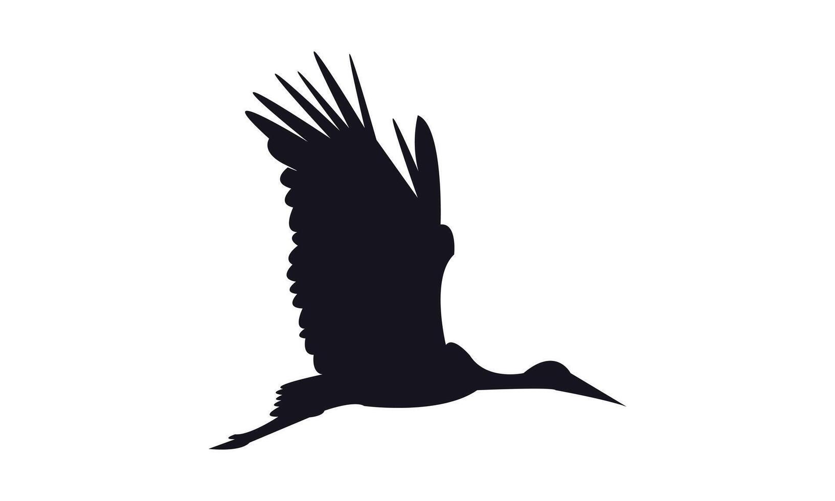 Flying Stork Silhouette Design And Illustration. vector