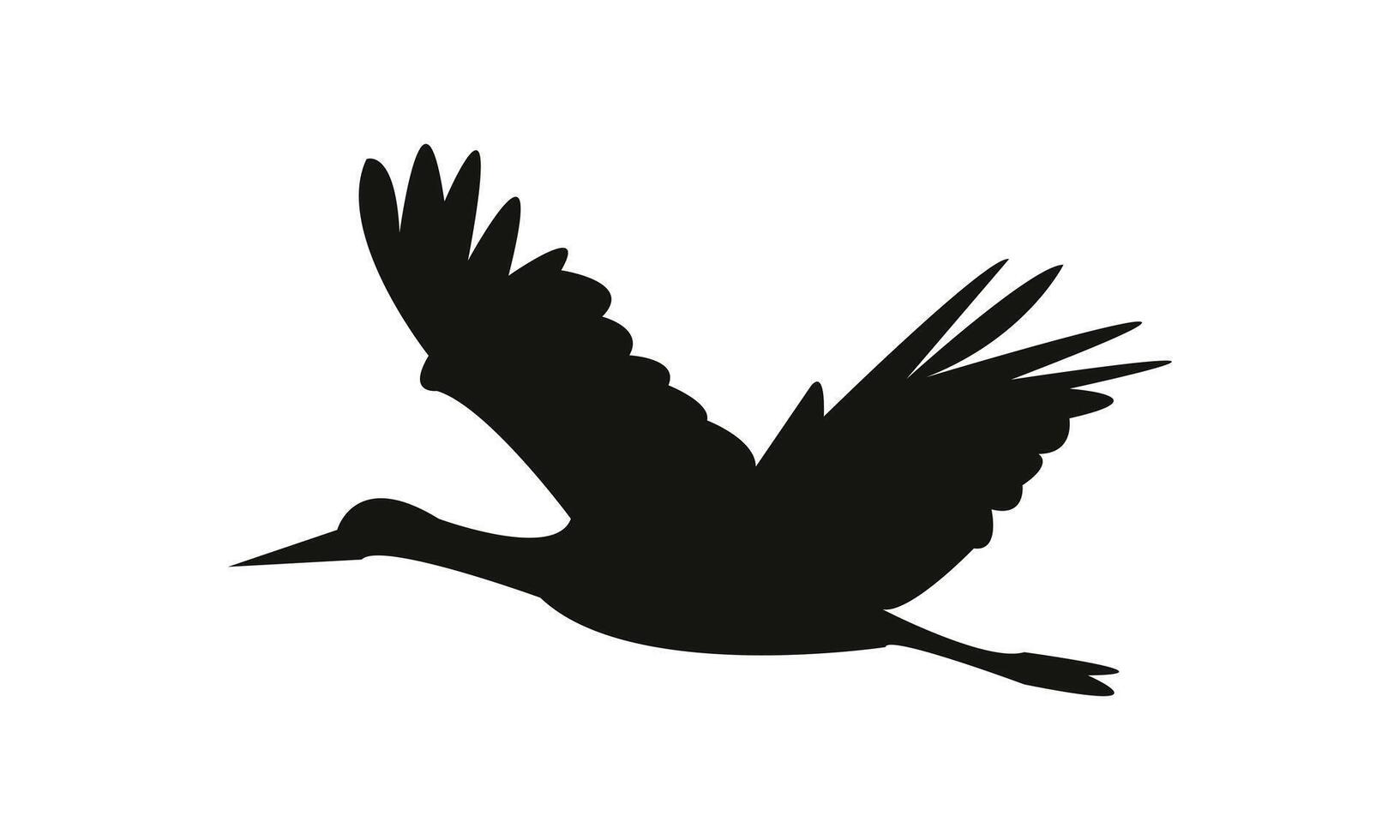 Flying Stork Black Silhouette vector