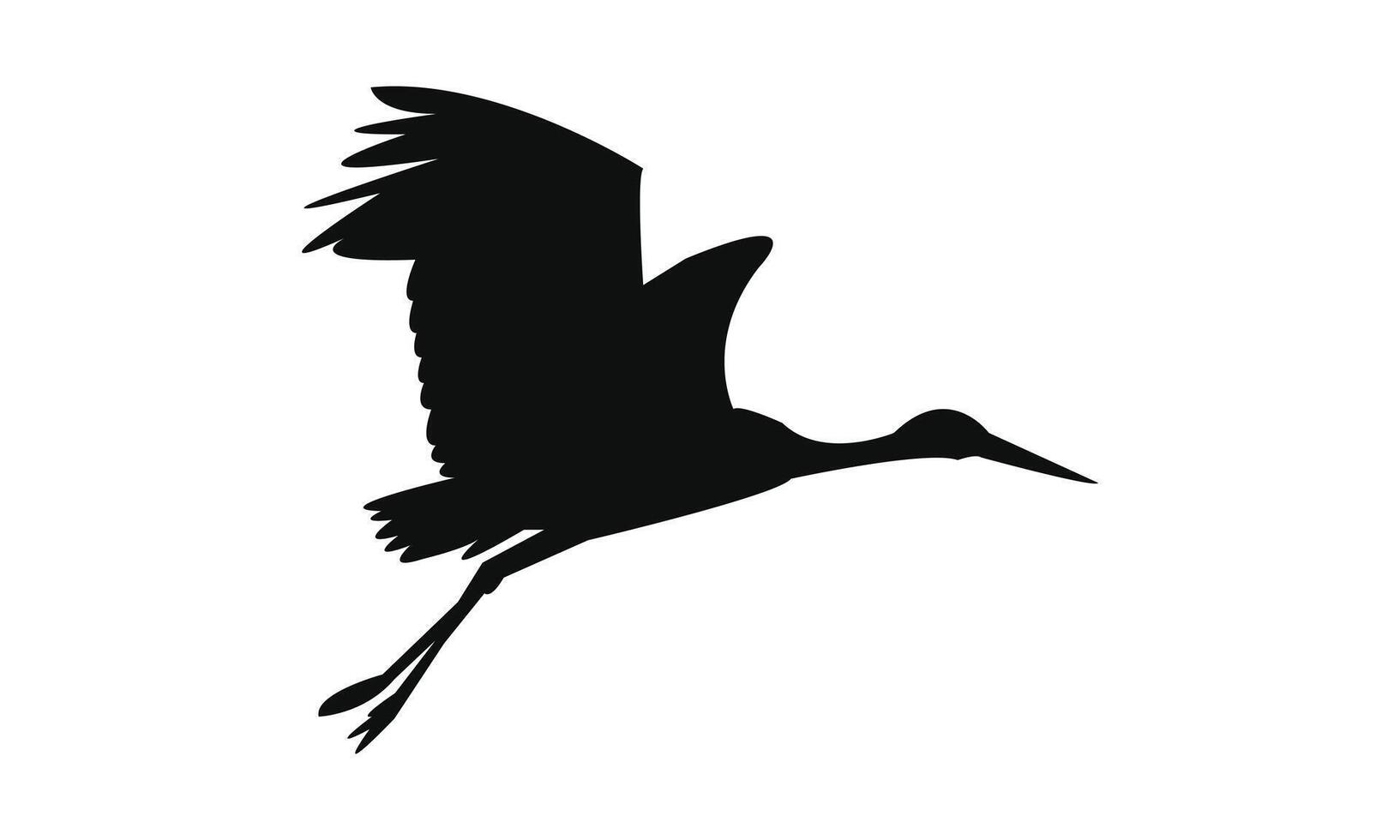 Flying Stork Black Silhouette Design vector