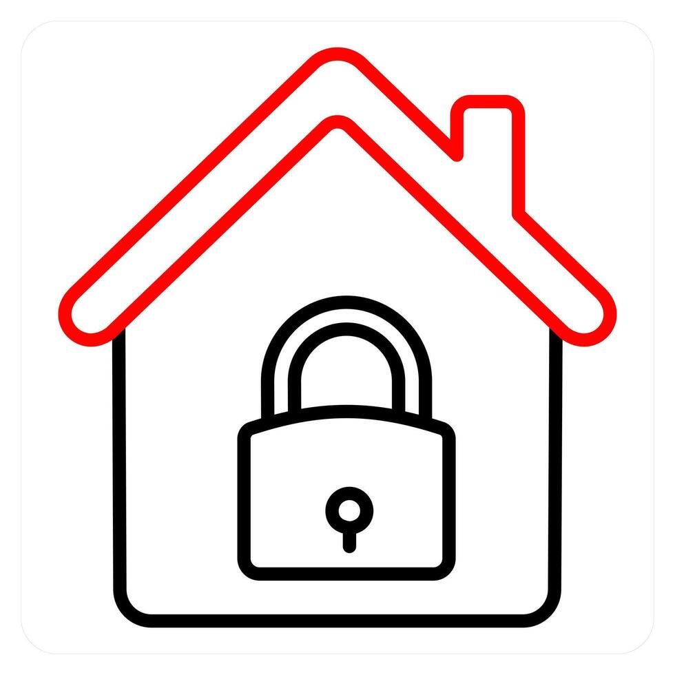 locked house and real estate icon concept vector