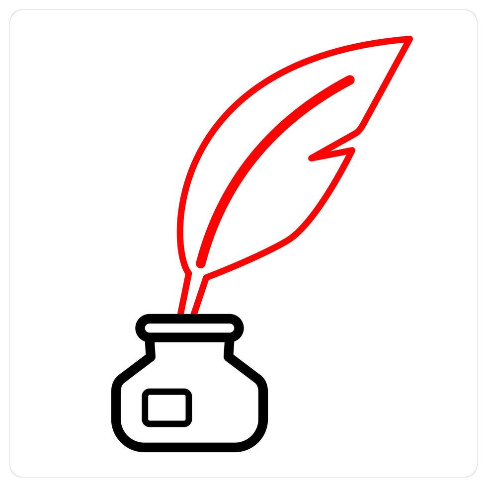 Inkpot and quill icon concept vector