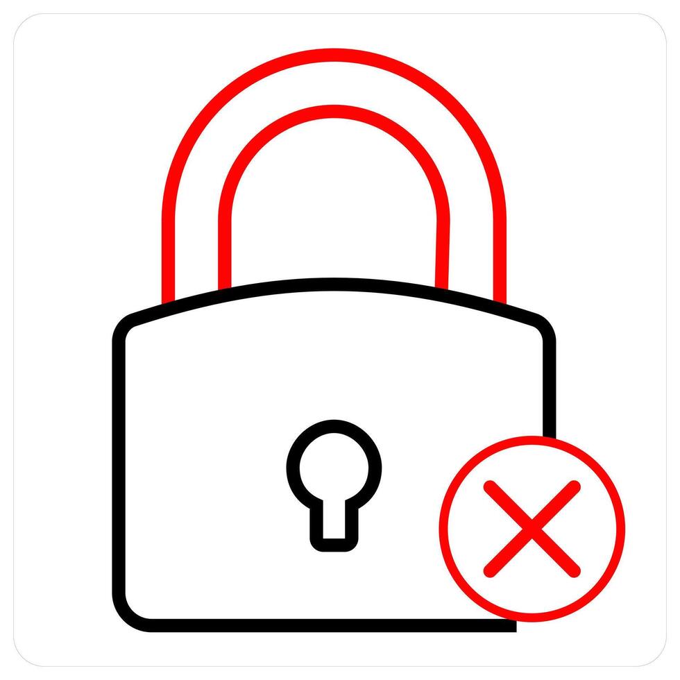 No Security and no safe icon concept vector