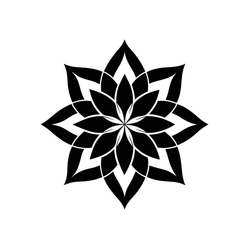 Floral Mandala Silhouette Icon - Isolated on White Background vector