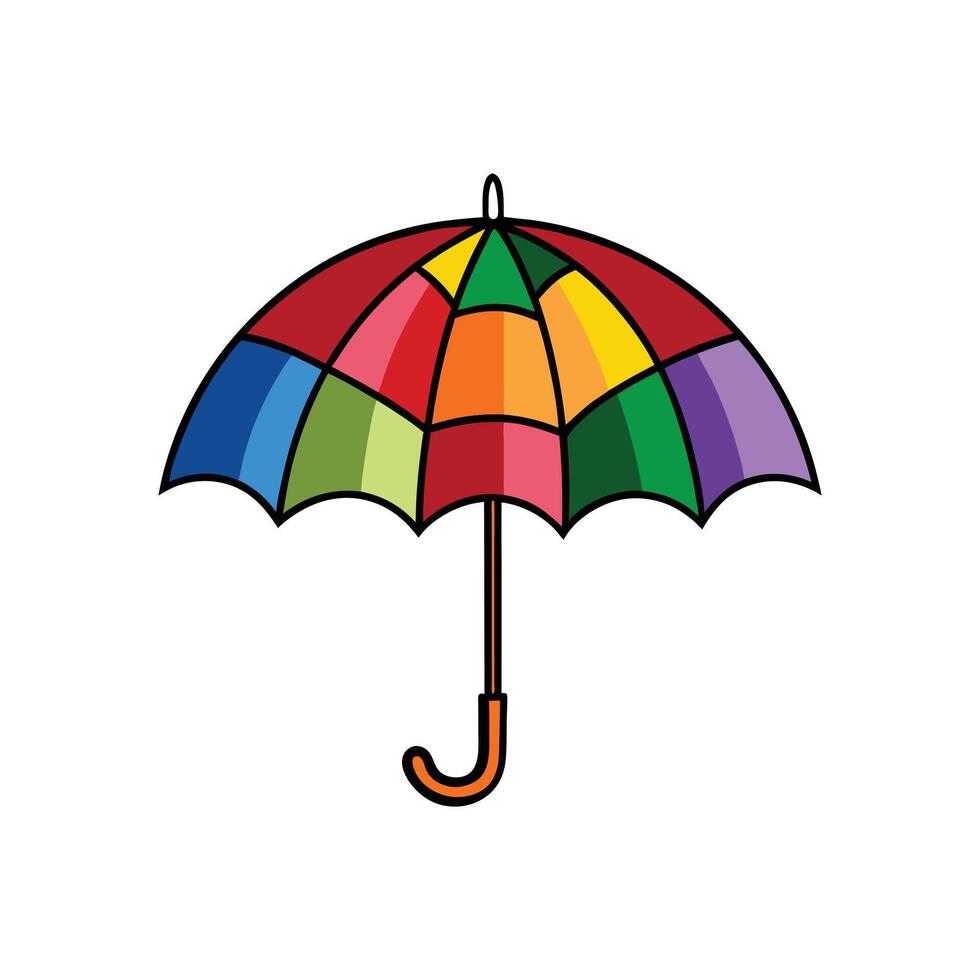 Colorful Umbrella Cartoon Clipart - Fun Illustration Design vector