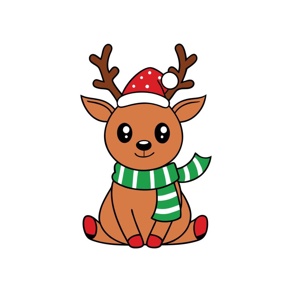 Christmas Reindeer Cartoon Clipart - Fun Holiday Illustration vector