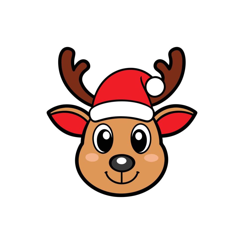 Christmas Reindeer Head Cartoon Clipart - Festive Holiday Illustration vector