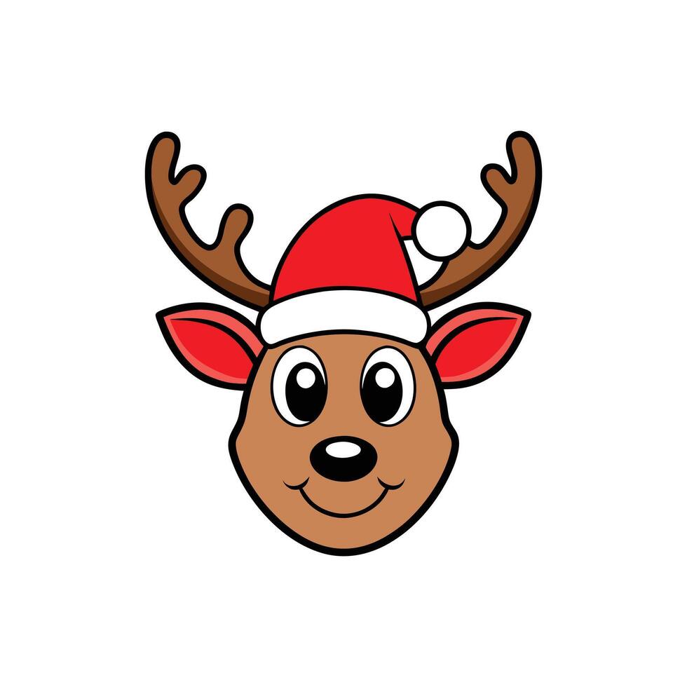 Christmas Reindeer Head Cartoon Clipart - Festive Illustration Design vector
