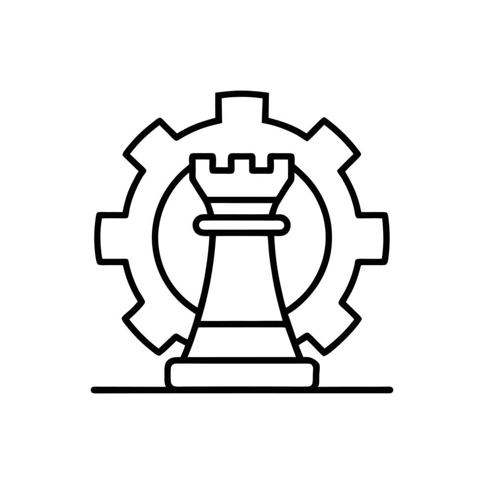 Minimalist Chess Line Art - Classic Illustration on White Background vector