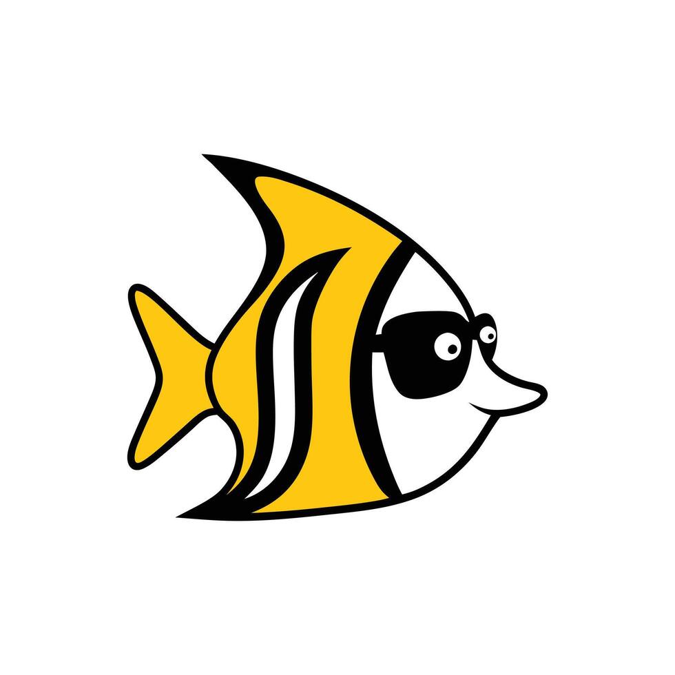 Bass Fish Wearing Sunglasses - Fun Cartoon Clipart Illustration vector