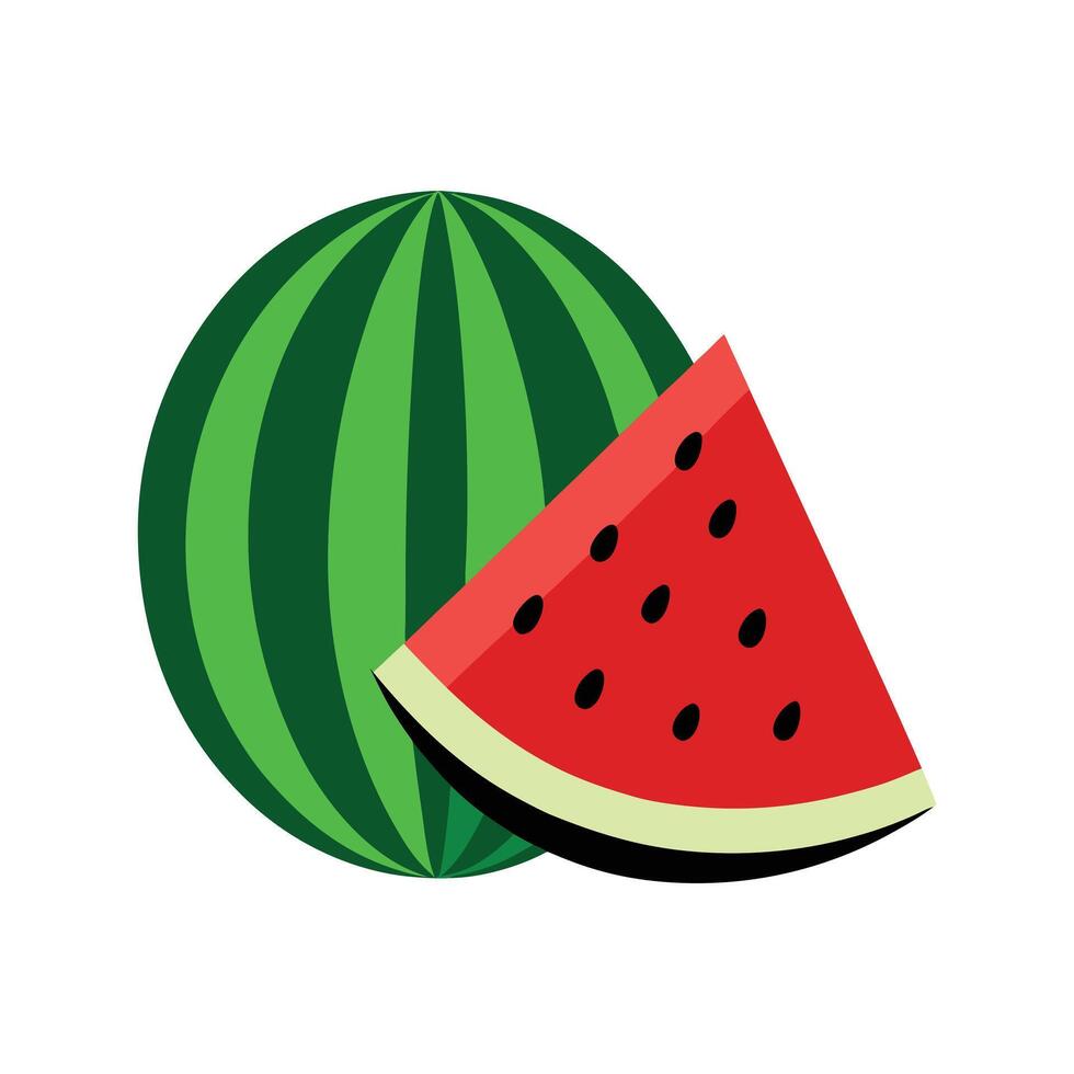 Minimalist Watermelon Slice Illustration in Icon Style for White Canvas Designs vector