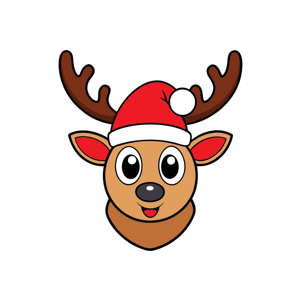 Christmas Reindeer Head Cartoon Clipart - Festive Illustration Design vector