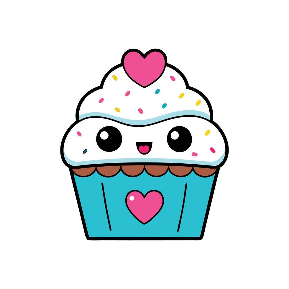Cute Cupcake Cartoon Clipart - Adorable Illustration on White Background vector