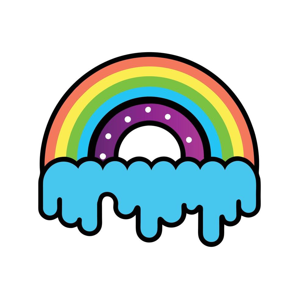 Rainbow with Cloud Clipart - Vibrant Illustration Design vector