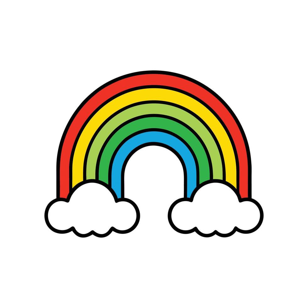 Colorful Rainbow with Cloud - Fun Clipart Illustration vector