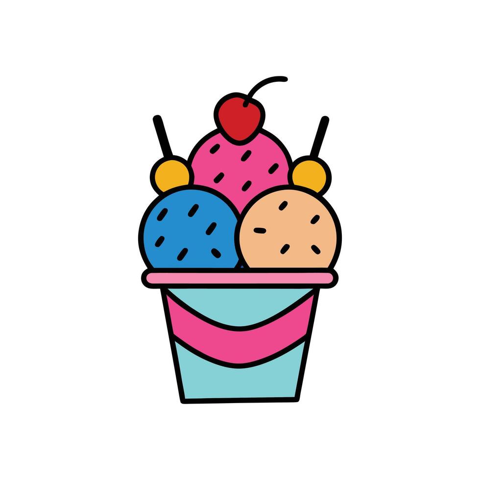 Cup Ice Cream Design - Delicious Food Art Layout vector