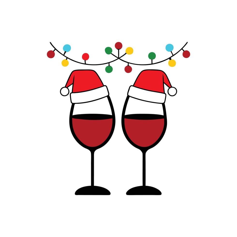 Christmas Lights Santa Glass - Festive Cuttable Design Illustration vector