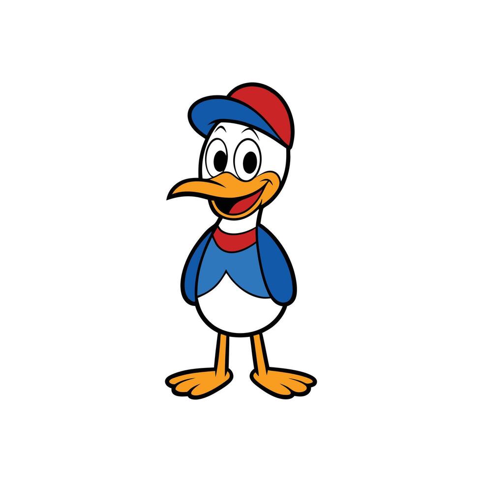 Funny Cartoon Duck Illustration - Playful Design on White Background vector