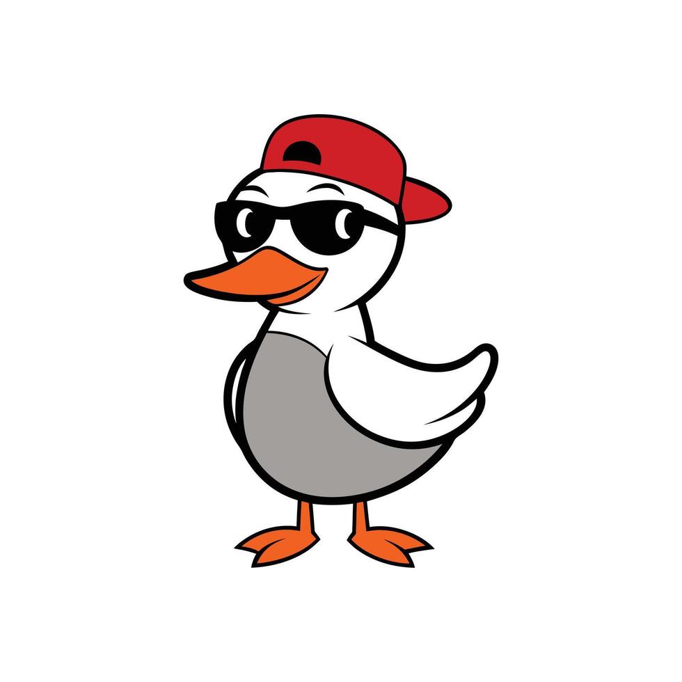 Funny Cartoon Duck Illustration - Playful Design on White Background vector
