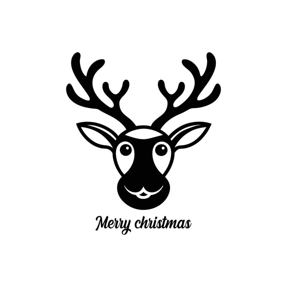 Christmas Reindeer Head Silhouette Icon - Isolated on White Background vector