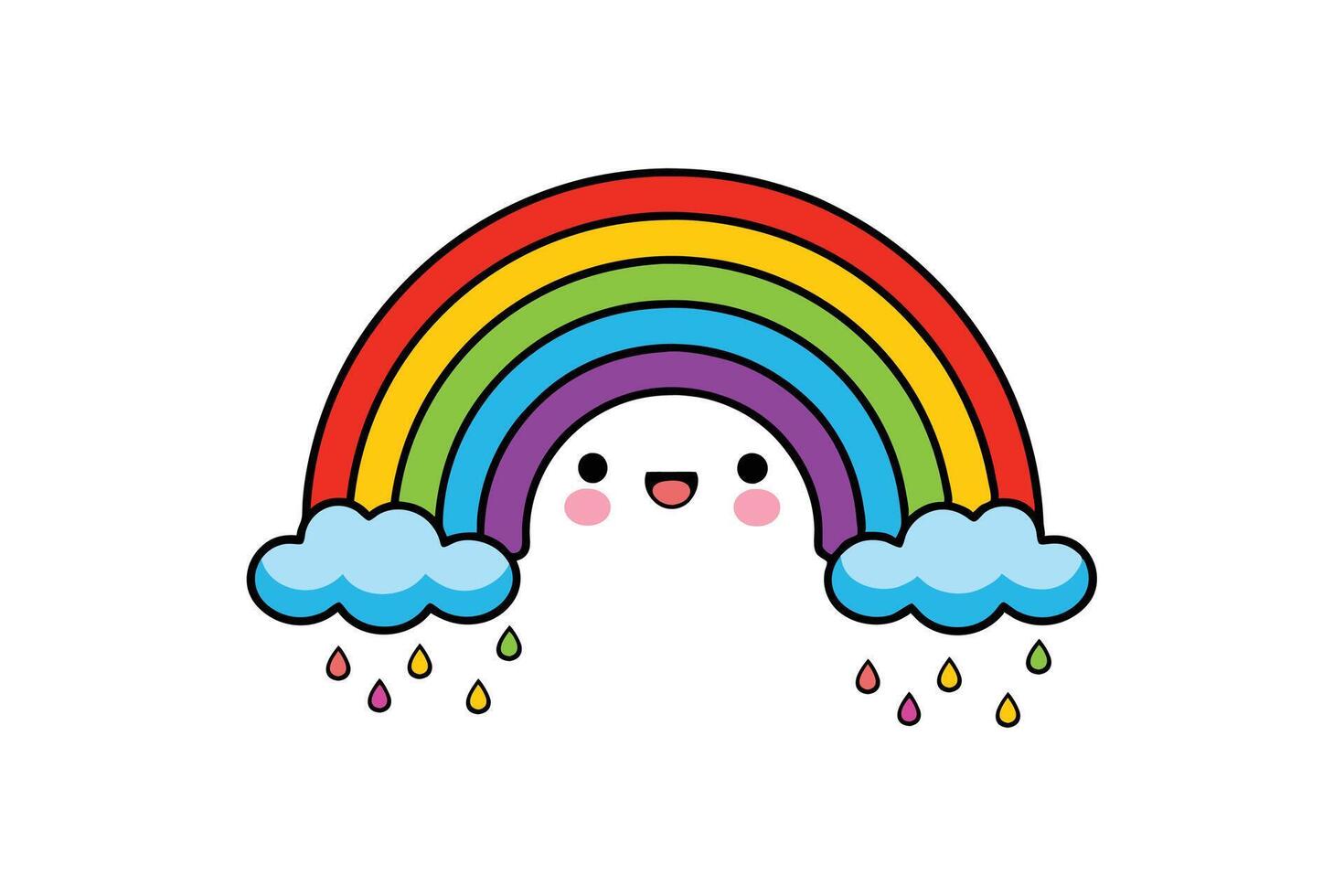 Rainbow and Cloud Clipart - Bright and Playful Illustration vector