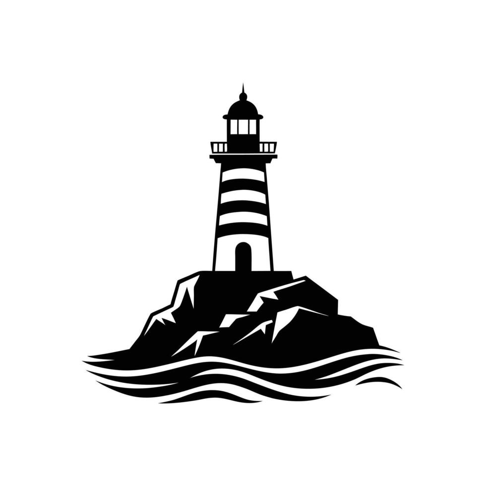 Lighthouse Silhouette Icon - Isolated on White Background vector