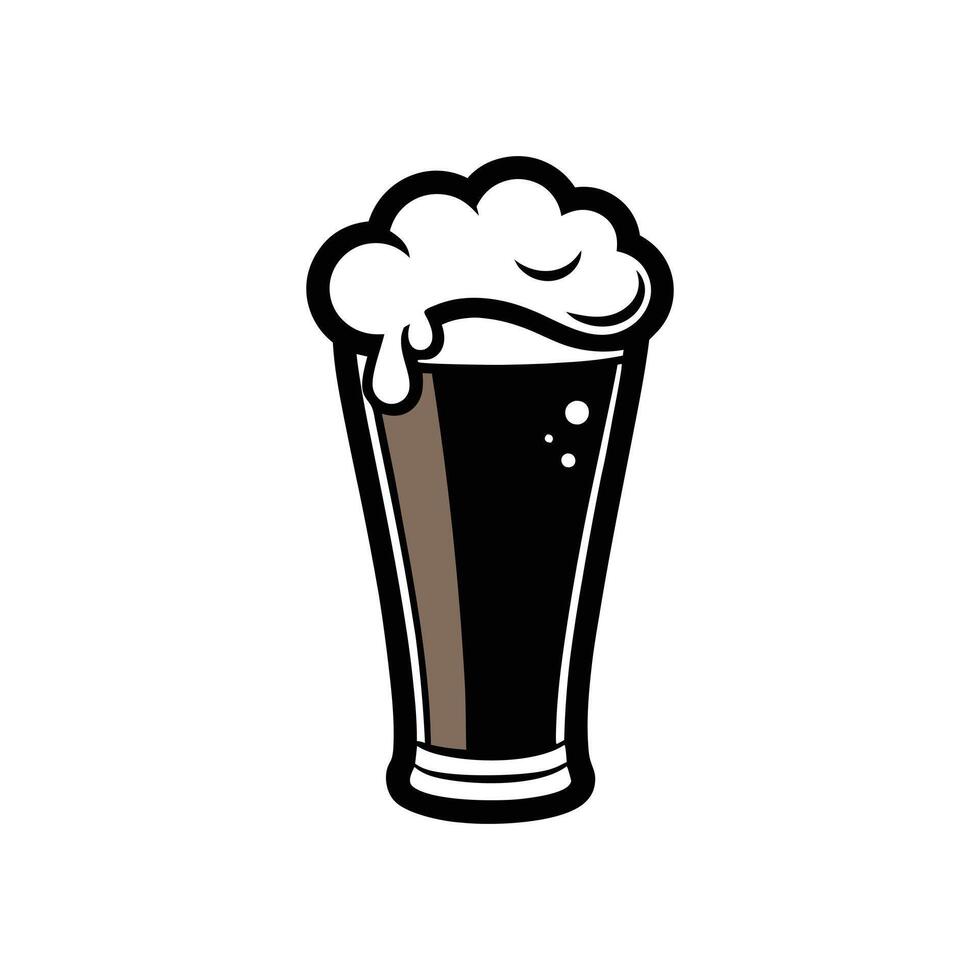Beer Glass Icon - Minimalist Silhouette Design Isolated on White vector