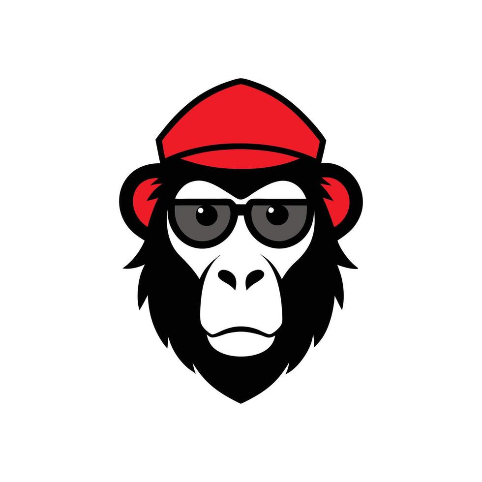 Cartoon Gorilla Head with Accessories - Cute Design on White Background vector