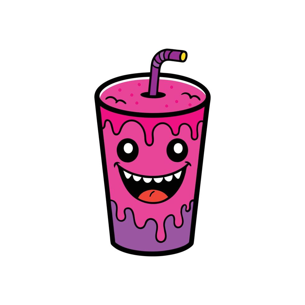 Refreshing Cup of Soda with Straw Illustration on White Background vector