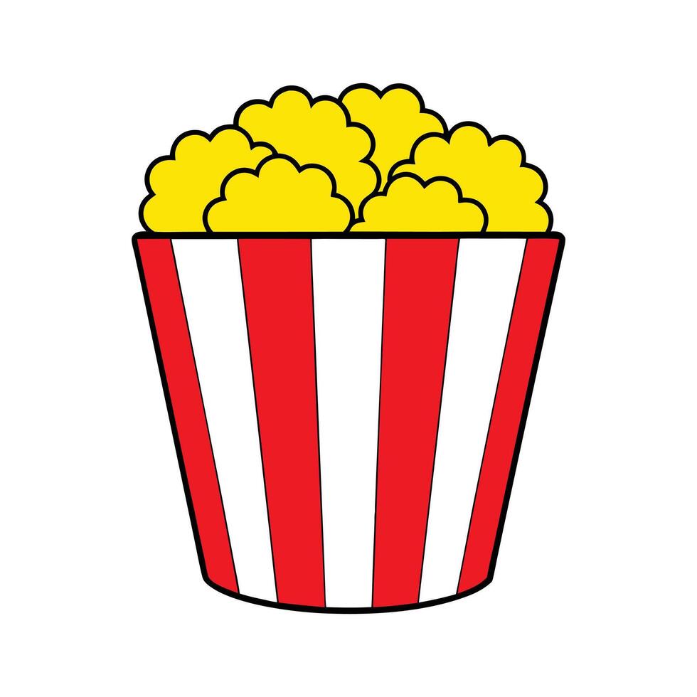 Fun Popcorn Clipart Illustration in Cartoon Style on White Background vector