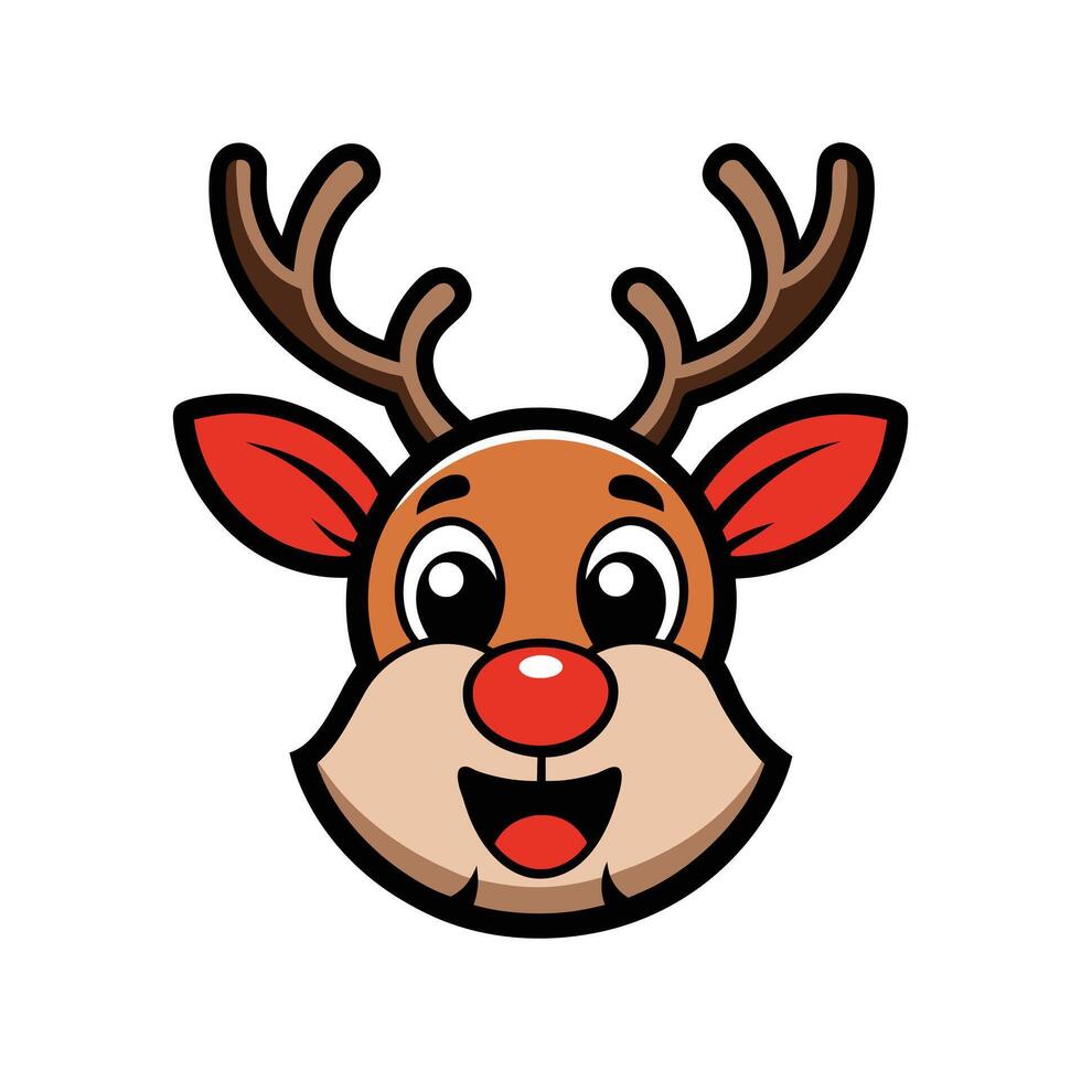 Adorable Reindeer Head Cartoon Illustration Isolated on White Background vector