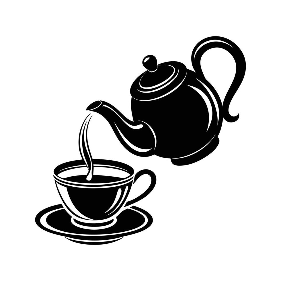 Elegant Teapot Silhouette Icon Logo Design on White Background vector