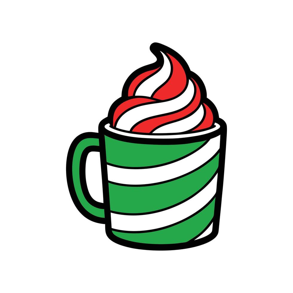 Festive Holiday Cup with Whipped Cream Illustration on White Background vector