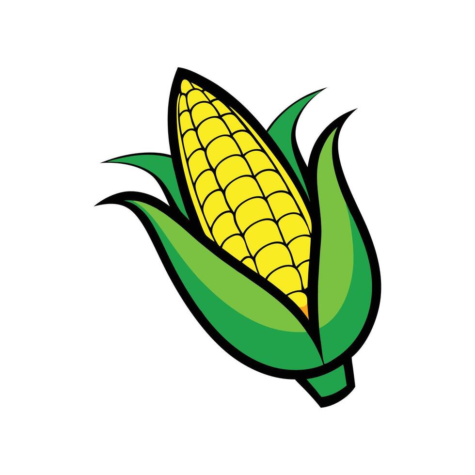 Fun Corn Cob Cartoon Clipart Isolated on White Background vector