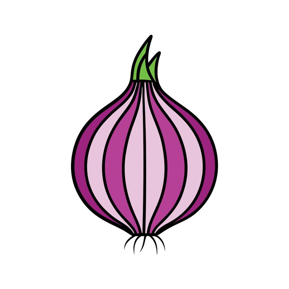 Shallot Red Onion Cartoon Drawing Icon Logo Illustration on White Background vector