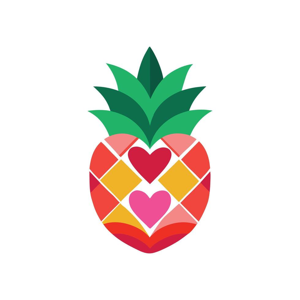 Minimalist Pineapple Icon in Classic Style Logo Design on White Canvas vector