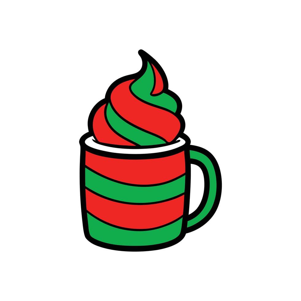 Festive Holiday Cup with Whipped Cream Illustration on White Background vector