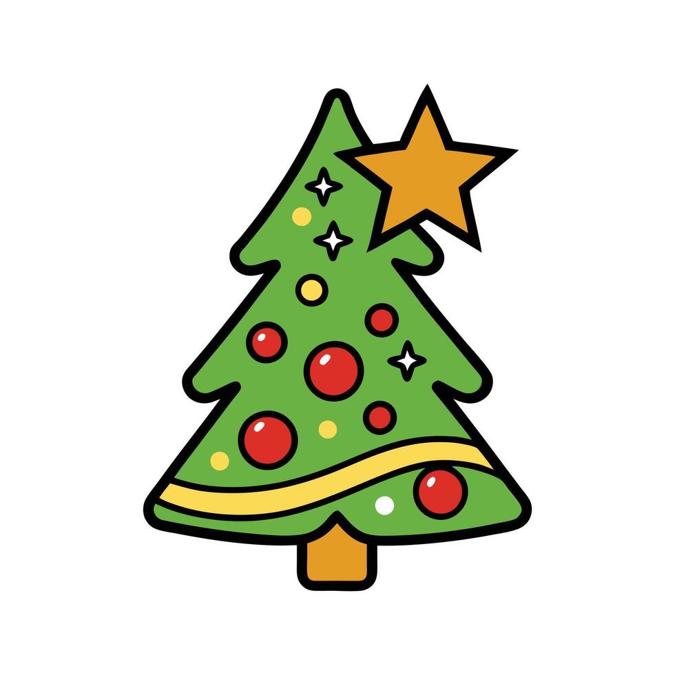 Elegant Christmas Tree Icon Isolated on White Background vector
