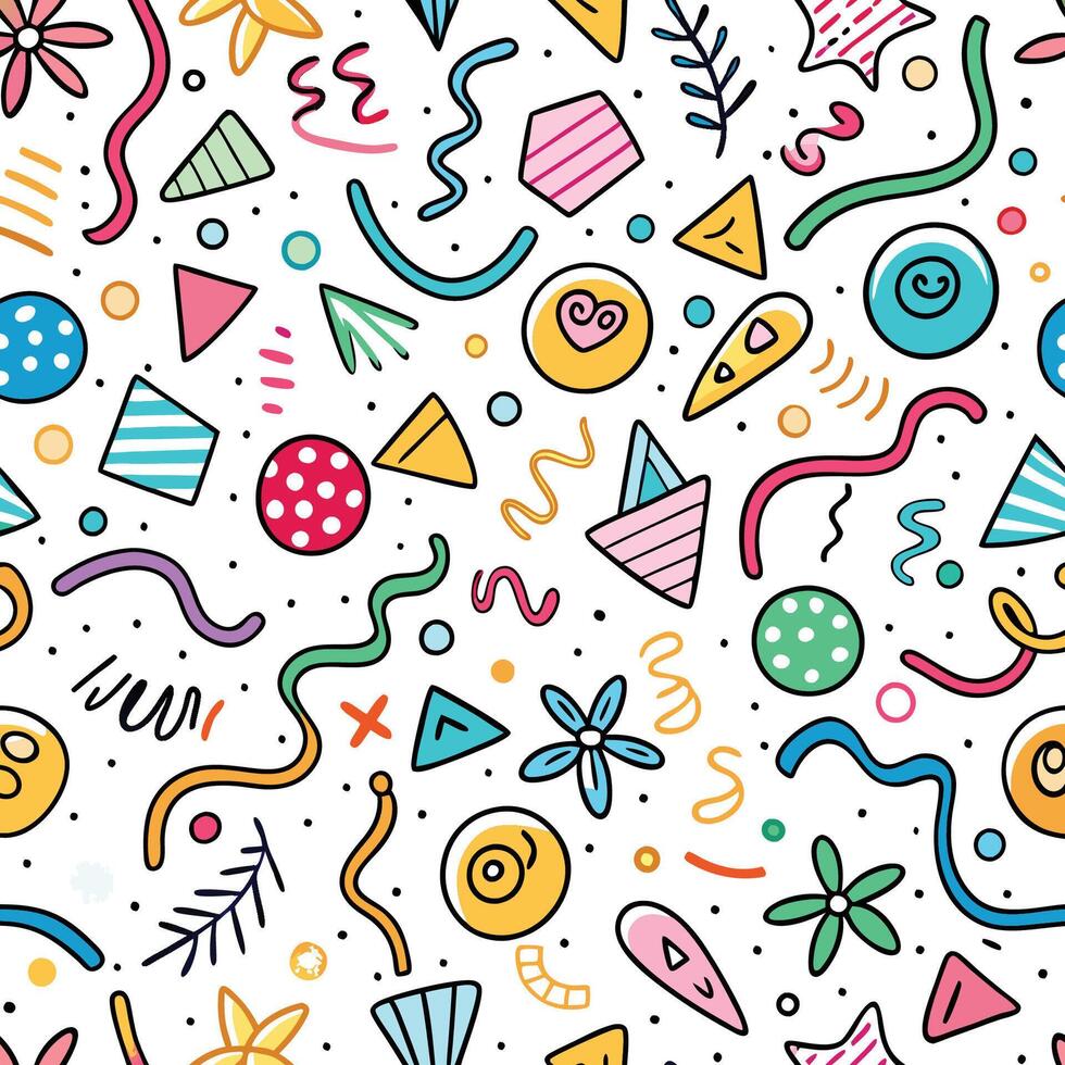 seamless pattern with colorful objects and shapes vector