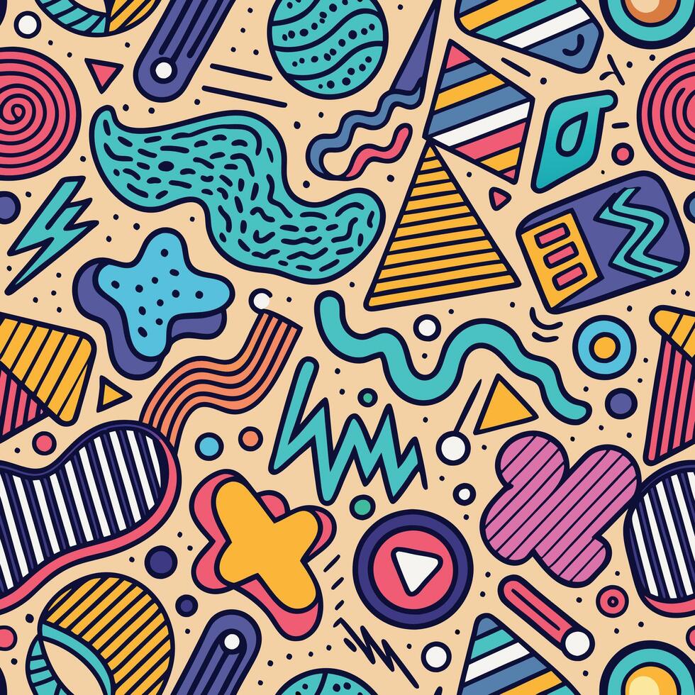 seamless pattern with colorful geometric shapes and shapes vector