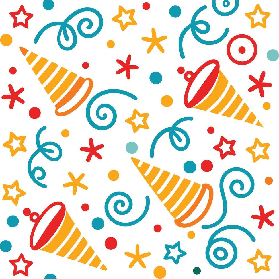 seamless pattern with party hats and stars vector